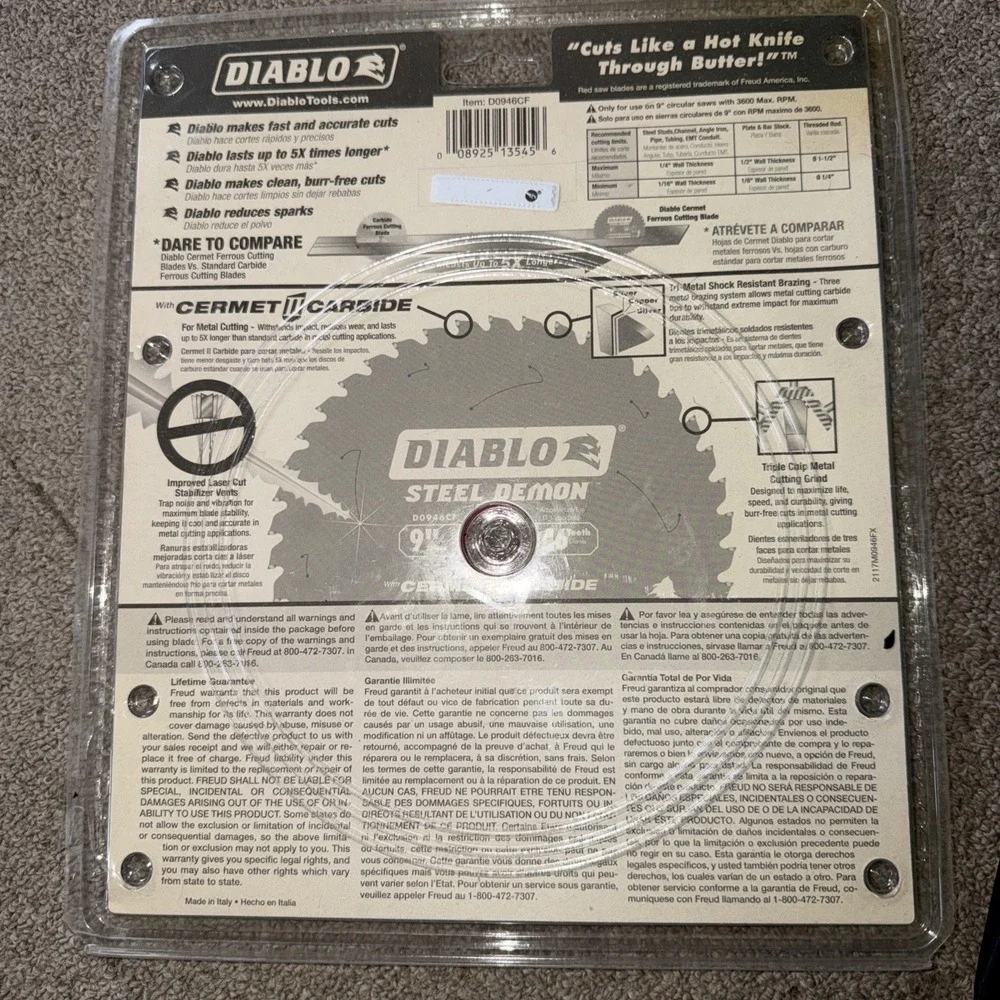 9 in. x 46 Tooth Steel Demon Cermet‎ II Saw Blade for Metals and Stainless Steel